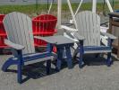 Raised Adirondack Chairs & Two Tier Table Poly Lumber Outdoor Patio Furniture